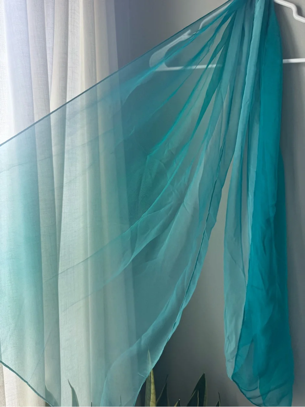 silk aqua mint two tone scarf shawl